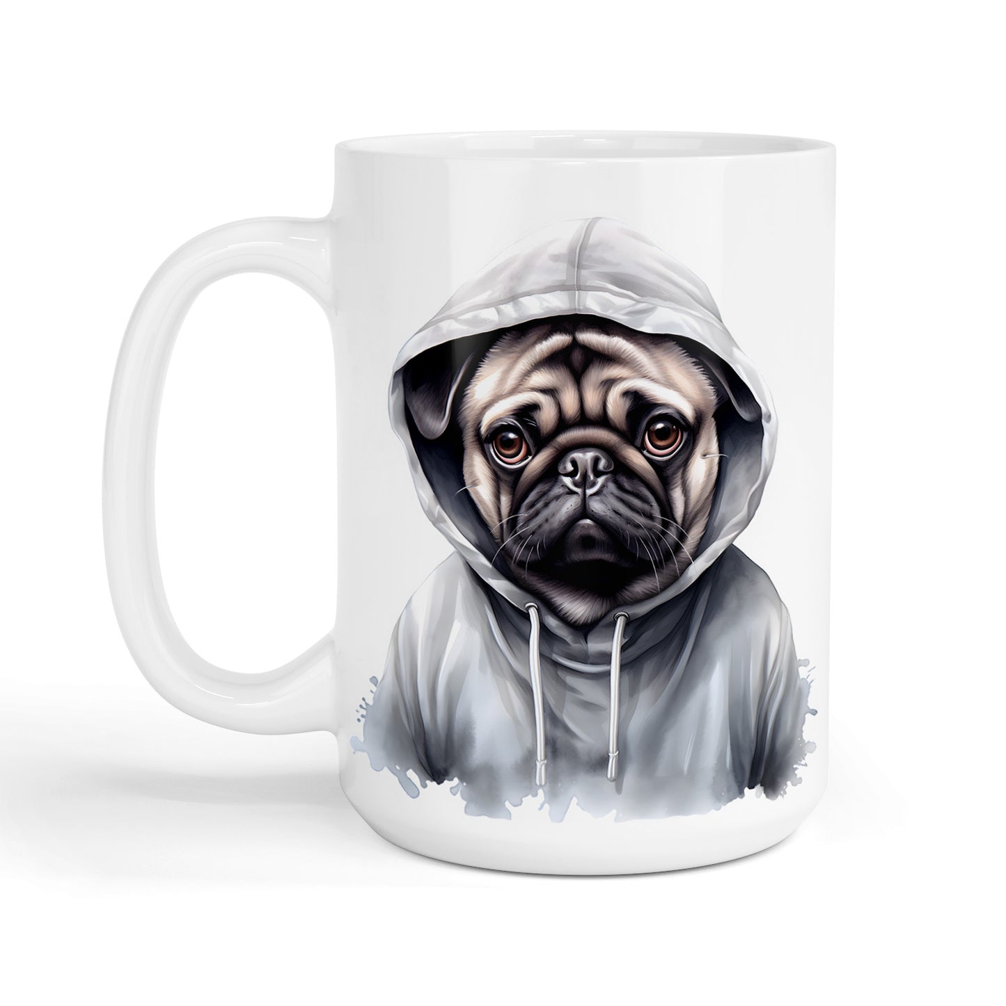 Dogs in Hoodies Mug – Ceramic & Bone China - 3 Sizes - Pug