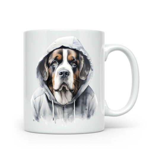 Dogs in Hoodies Mug – Ceramic & Bone China - 3 Sizes - Saint Bernard