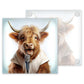 Watercolour Highland Cow Rock Band - Set of 4 Glass Coasters – High-Quality, Glossy Printed Designs