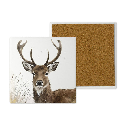 Countryside Critters - Ceramic Coaster with Cork Backing Stag