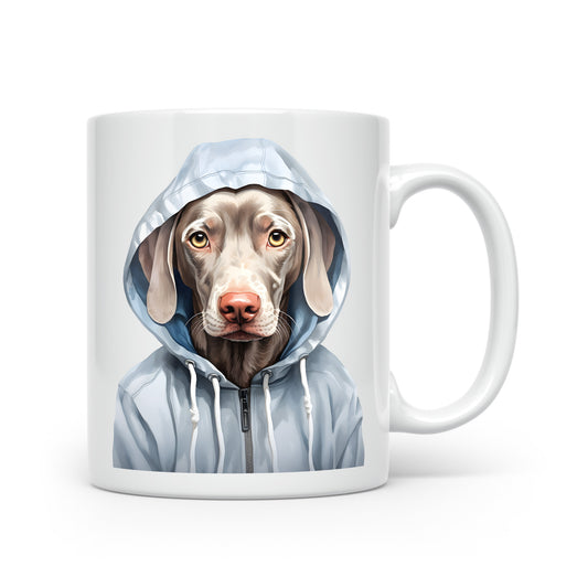 Dogs in Hoodies Mug – Ceramic & Bone China - 3 Sizes - Weimaraner
