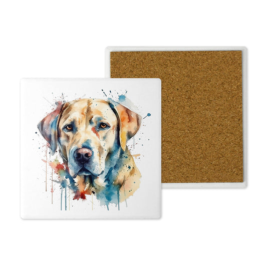 Popular Dog Breeds - Ceramic Coaster –  Beautifully Hand Printed Design 10x10cm - Yellow Labrador