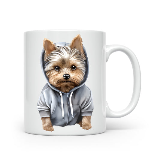 Dogs in Hoodies Mug – Ceramic & Bone China - 3 Sizes - Yorkshire Terrier