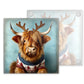 Festive Highland Cow Glass Coaster Set – Quirky Christmas Cows