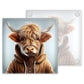 Watercolour Highland Cows in Hoodies - Set of 4 Glass Coasters – High-Quality, Glossy Printed Designs
