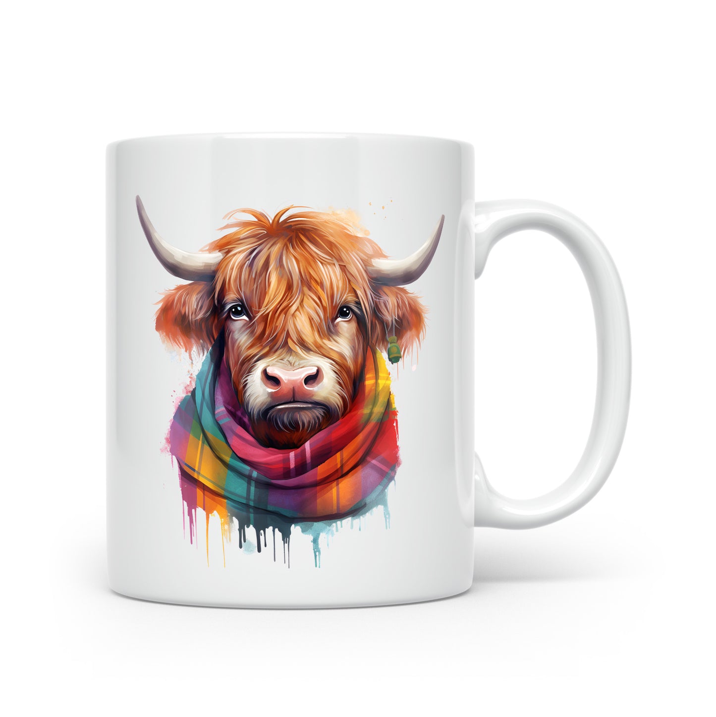 Highland Cow Mug Collection – Watercolour Cows in Tartan Scarves Cow 8