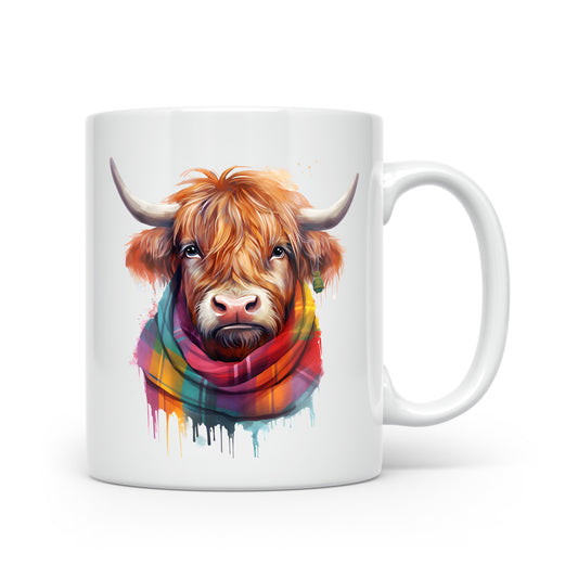 Highland Cow Mug Collection – Watercolour Cows in Tartan Scarves Cow 8