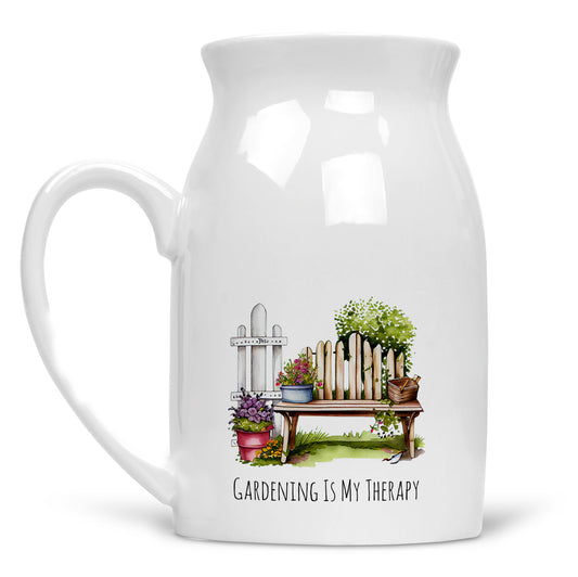 Gardening is my Therapy Jug - Versatile Jug or Vase | Beautiful Hand Printed Gift