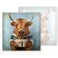 Festive Highland Cow Glass Coaster Set – Quirky Christmas Cows