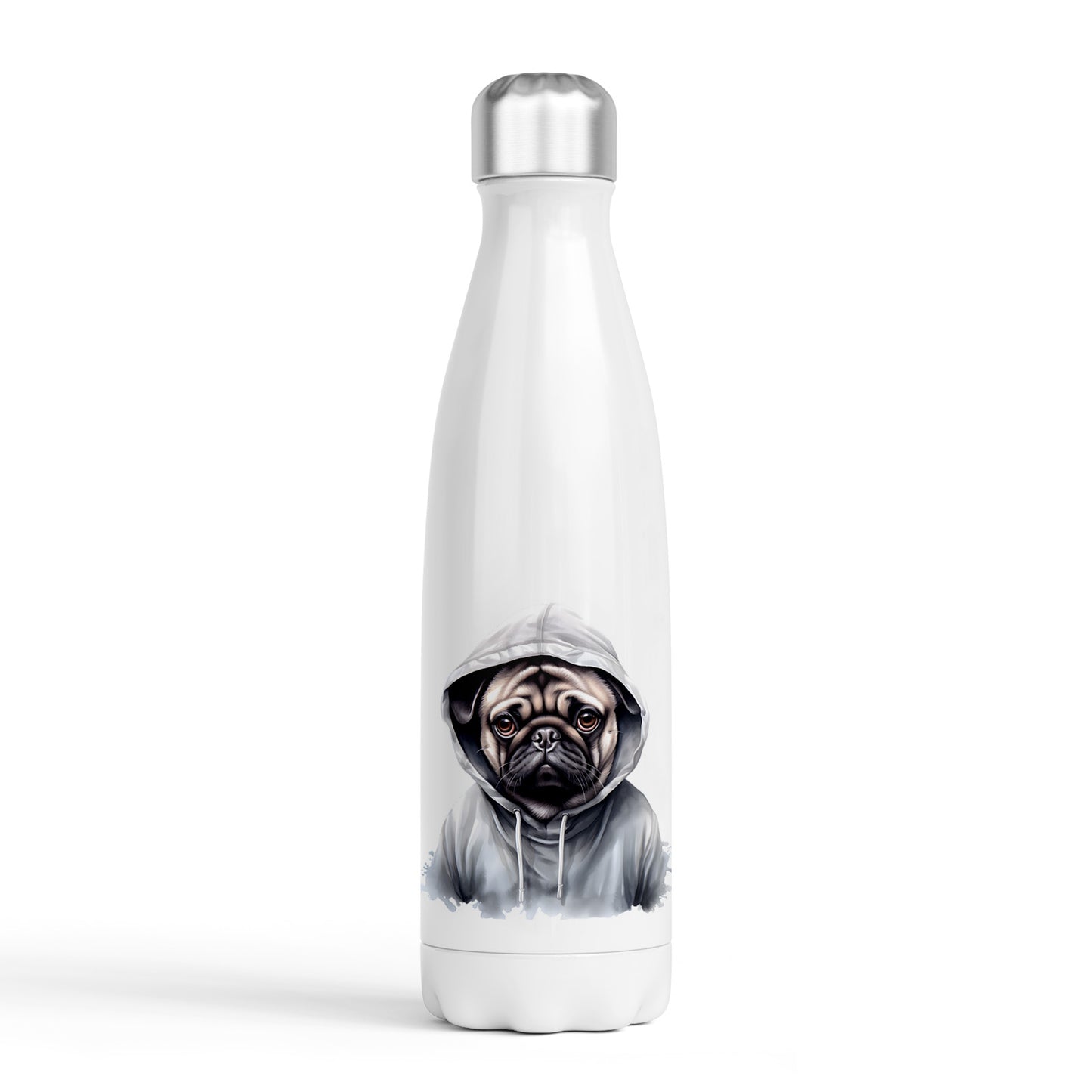 Dogs in Hoodies Water Bottle - 500ml - Pug