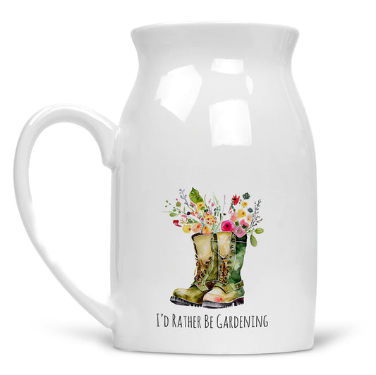 I'd Rather be Gardening Jug - Versatile Jug or Vase | Beautiful Hand Printed Gift