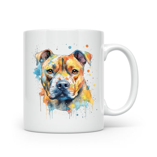 Watercolour Dog Mug Collection – Gorgeous Gifts for Dog Lovers - Small & Medium Breeds Staffie