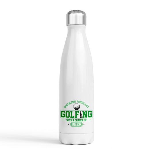 Weekend Forecast, Golf with a chance of Beer Bottle - Double Wall Insulated Stainless Steel Sport Drinks 500ml